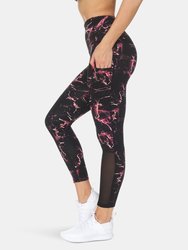 Mesh & Marble High Waist 7/8 Legging With Pockets