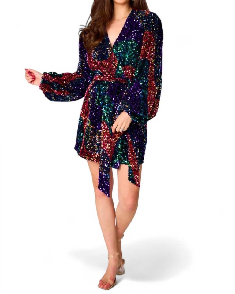 Adeline Sequin Wrap Dress In Party - Party