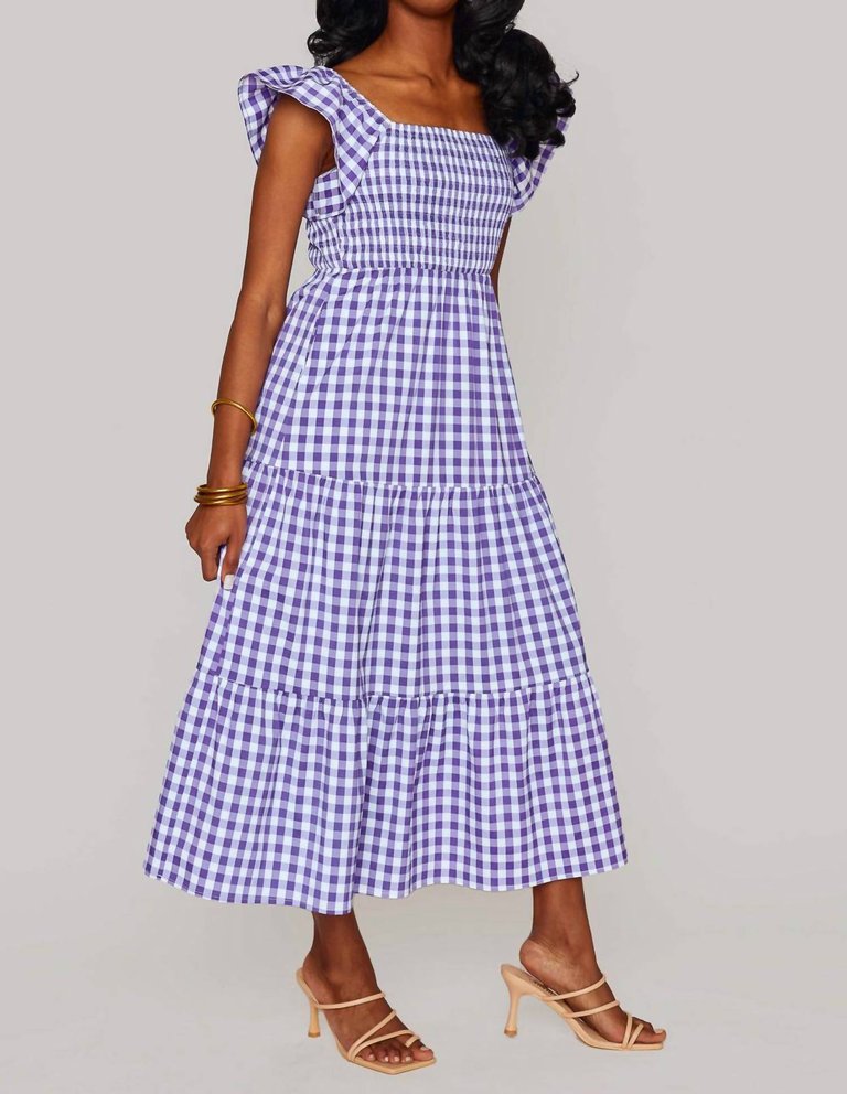 Brynn Midi Dress - Purple Checker