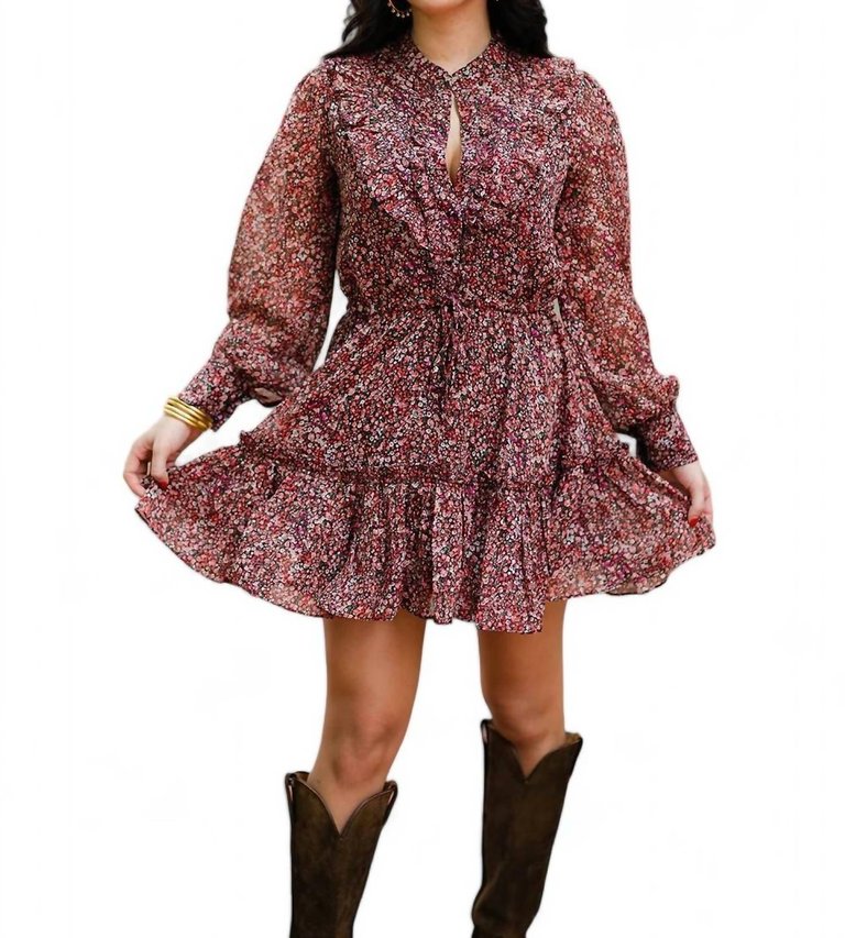 Celia Long Sleeve Mini Dress In Amour - Amour