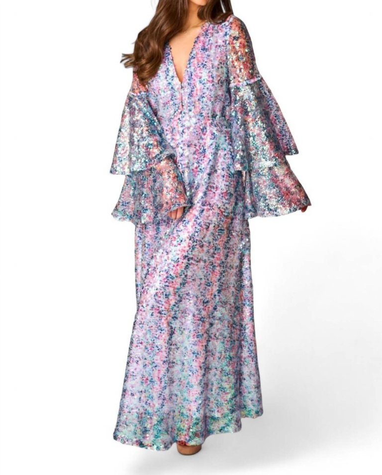 Colette Long Sleeve Maxi Dress In Flash - Flash