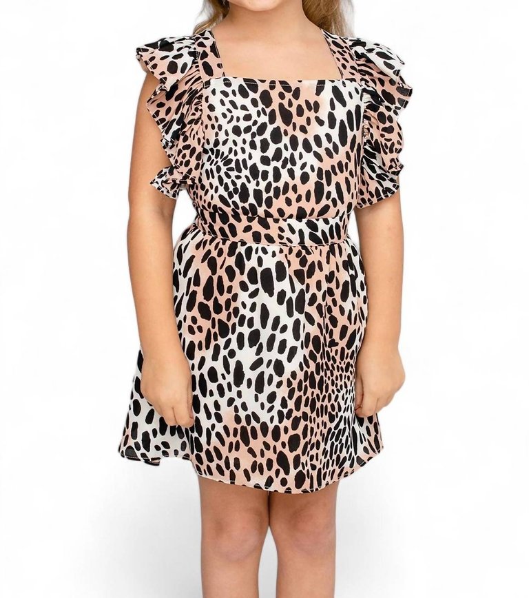 Girl's Shiloh Flutter Sleeve Dress In Cheetah - Cheetah