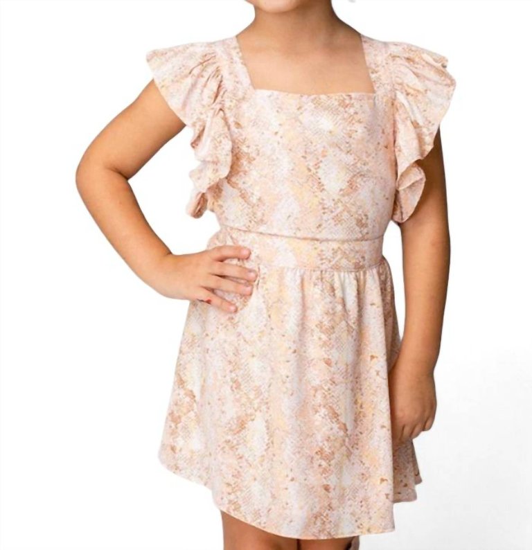 Girl's Shiloh Flutter Sleeve Dress In Moroccan