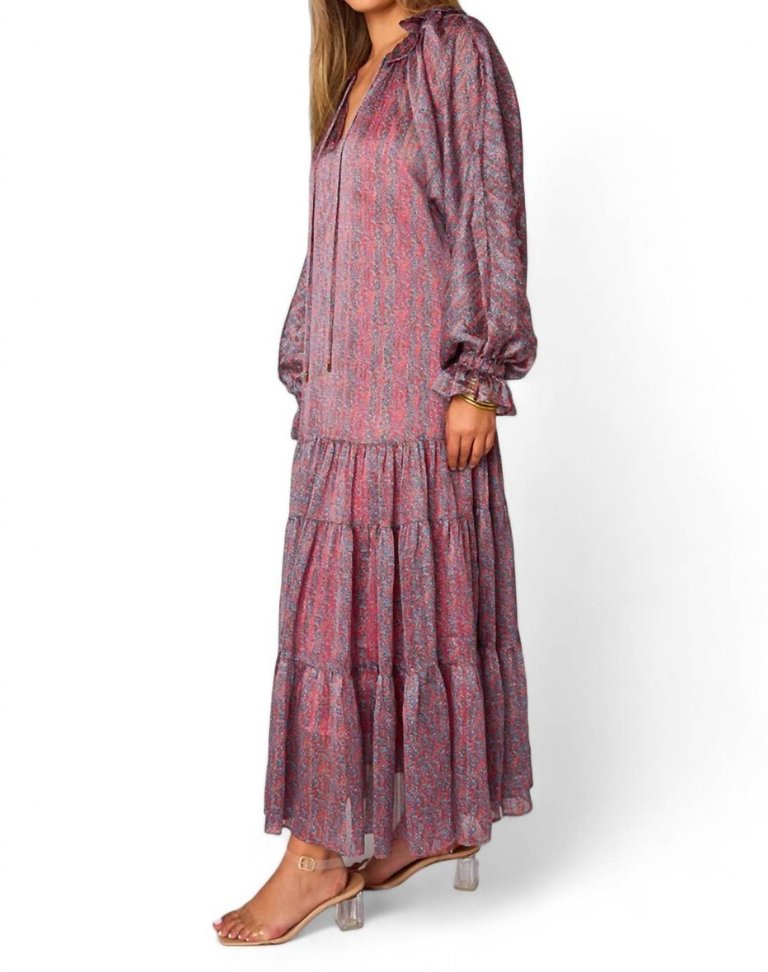 Greta Long Sleeve Maxi Dress In Forget Me Not