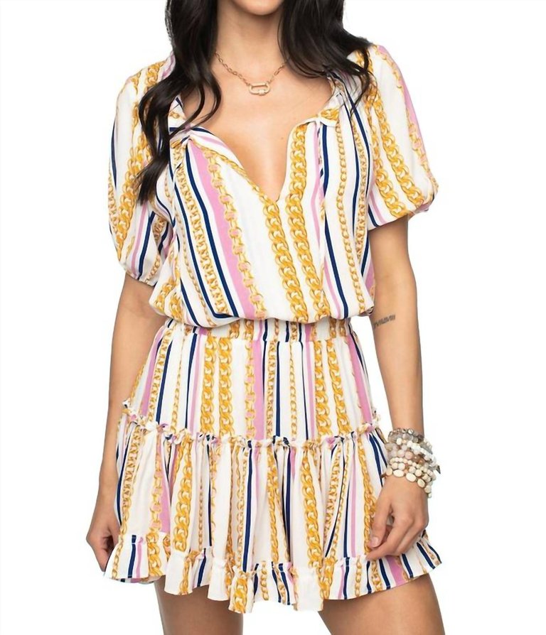 Ray Miami Short Dress With Chain Print Detail - Multi-Color