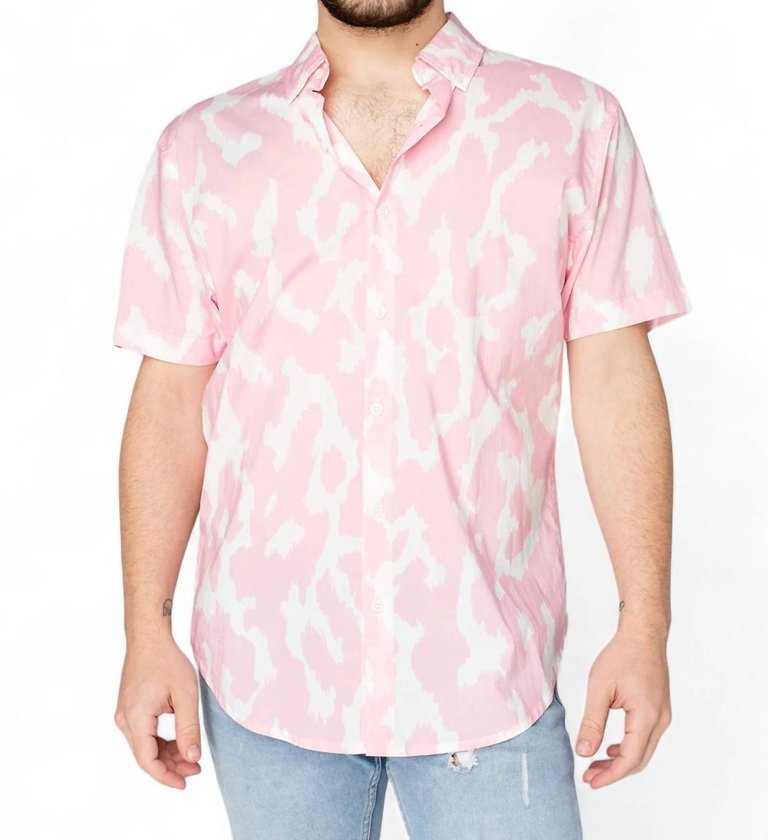 Robert Button Down Dress Shirt In Abstract Pink - Abstract Pink