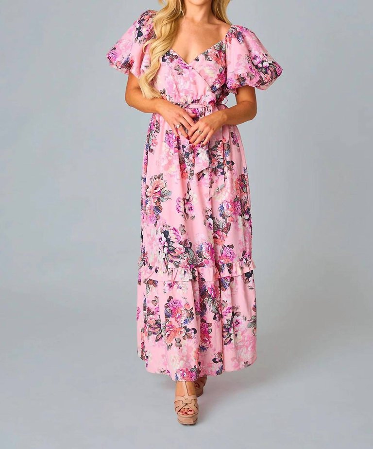 Sydney Puff Sleeve Maxi Dress In Bashful - Bashful