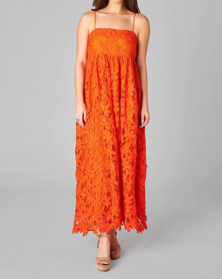 Tiana Lace Midi Dress - Orange