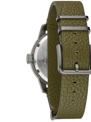 Mens Hack Watch With Green Leather Strap