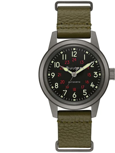 Bulova Mens Hack Watch With Green Leather Strap product