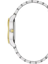 Womens Classic Diamond Two-Tone Gold/Stainless 3-Hand Quartz Watch