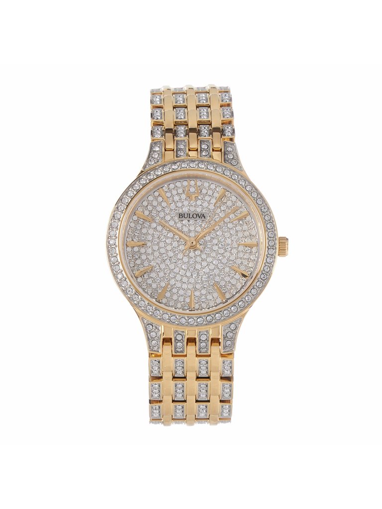 Womens Phantom 98L263 Crystal Gold Silver Dial Watch - Gold