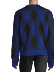 Men's Blue Argyle Check EKD Wool Sweater