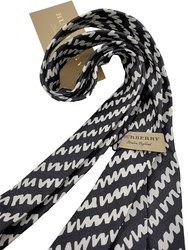  Men's Stanfield Black White 100% Silk Geometric Skinny Neck Tie