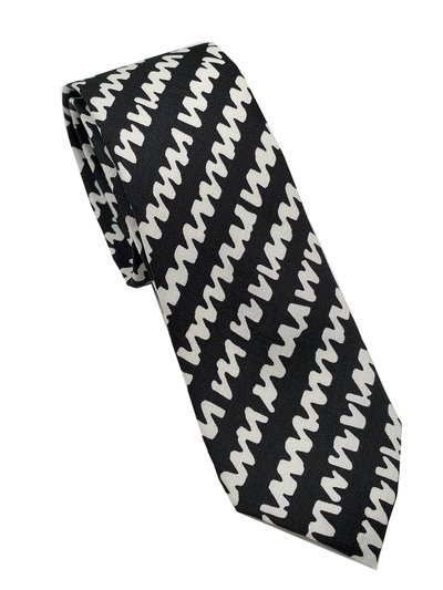 Burberry  Men's Stanfield Black White 100% Silk Geometric Skinny Neck Tie product