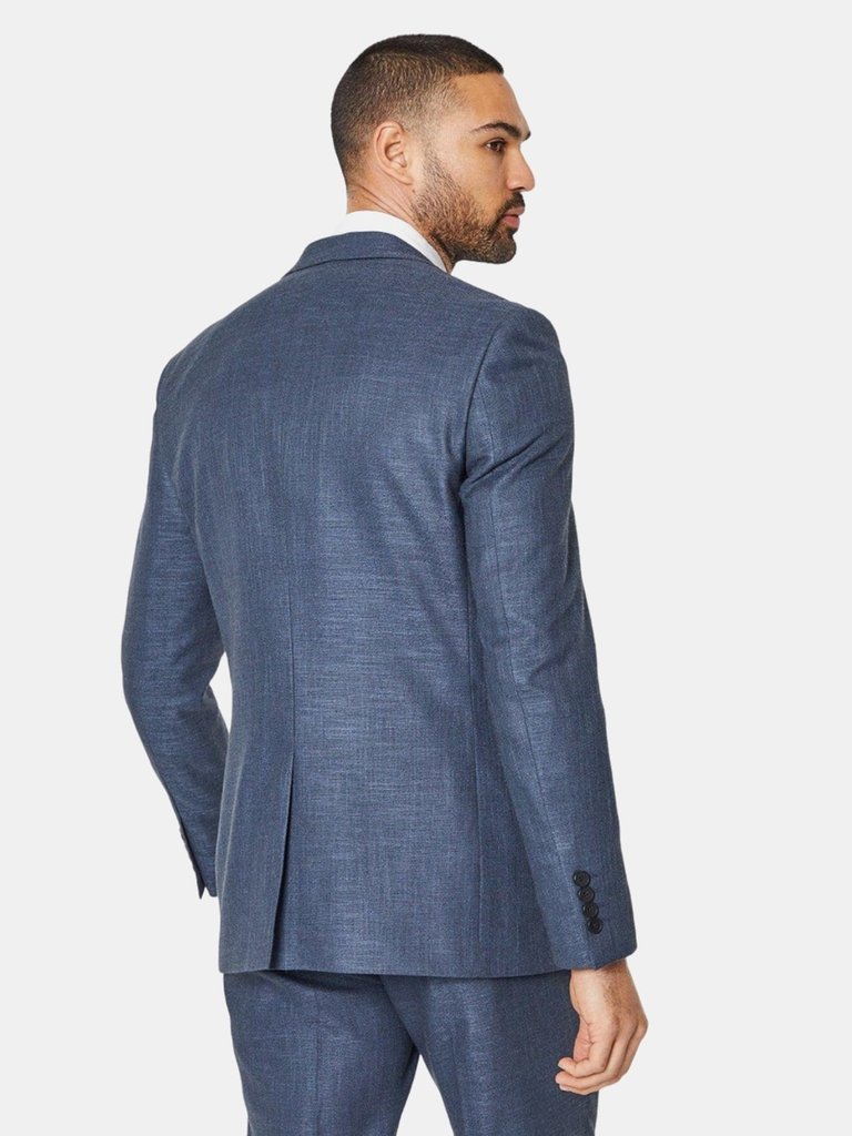 Burton Mens Linen Effect Suit Jacket (Navy)