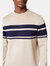 Burton Mens Placement Stripe Jacquard Crew Neck Sweatshirt (Stone)