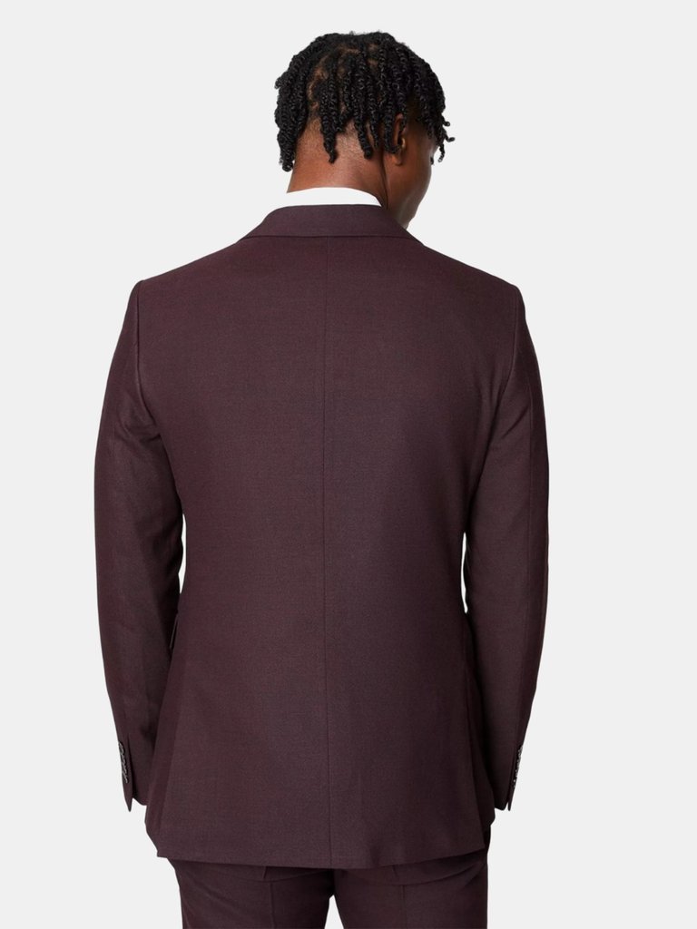 Burton Mens Tipped Single-Breasted Suit Jacket (Burgundy)