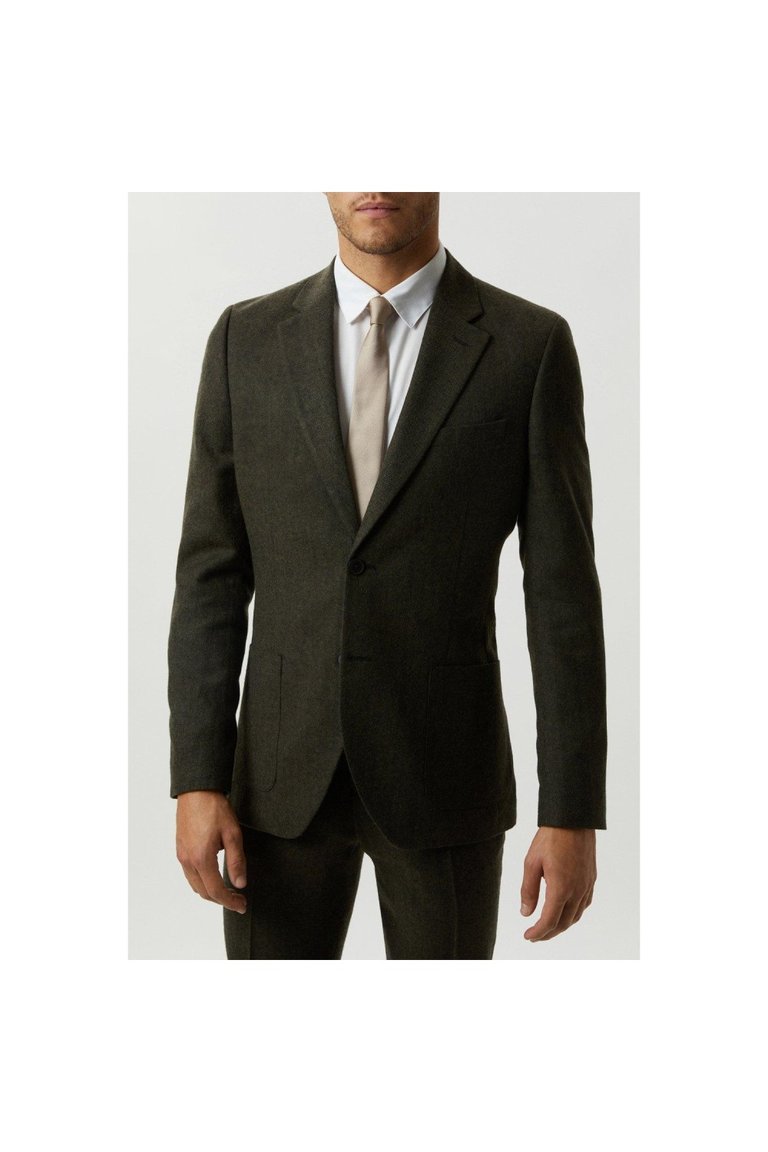 Mens Basketweave Slim Suit Jacket - Green