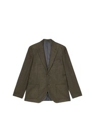Mens Basketweave Slim Suit Jacket - Green