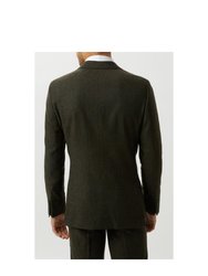 Mens Basketweave Slim Suit Jacket - Green
