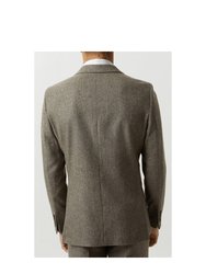 Mens Basketweave Slim Suit Jacket - Neutral