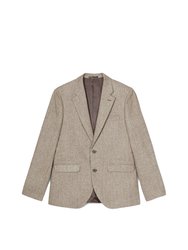 Mens Basketweave Slim Suit Jacket - Neutral