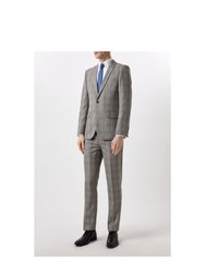 Mens Checked Slim Suit Jacket - Neutral - Neutral
