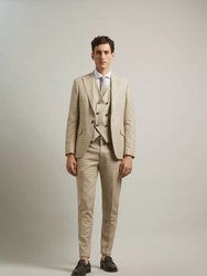 Mens Checked Textured Skinny Suit Jacket - Neutral