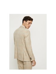 Mens Checked Textured Skinny Suit Jacket