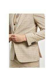 Mens Checked Textured Skinny Suit Jacket