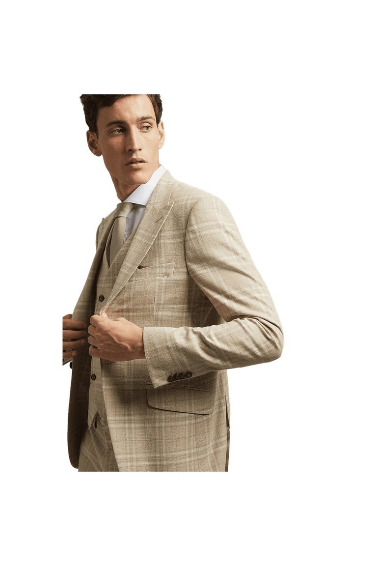 Mens Checked Textured Skinny Suit Jacket