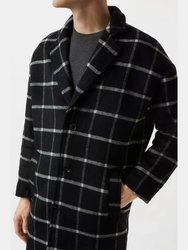 Mens Checked Wool Relaxed Fit Overcoat