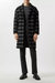 Mens Checked Wool Relaxed Fit Overcoat - Navy