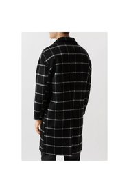 Mens Checked Wool Relaxed Fit Overcoat