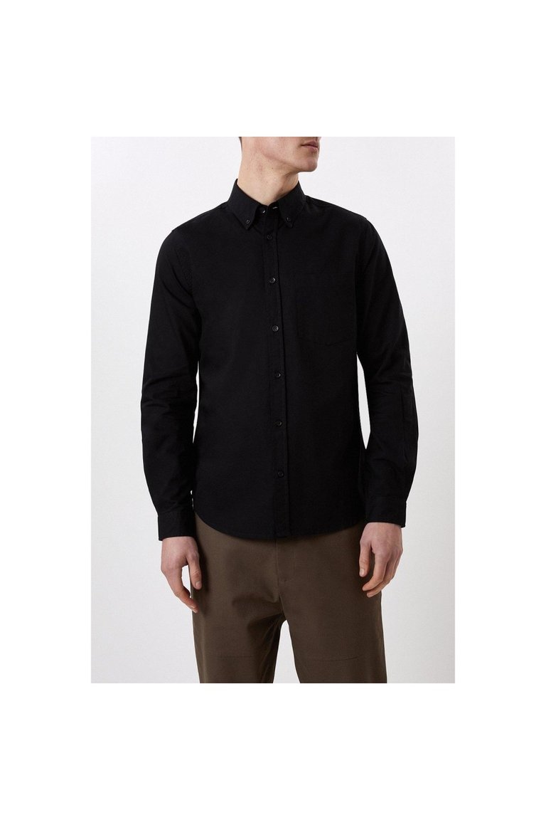 Mens Chest Pocket Long-Sleeved Formal Shirt - Black - Black