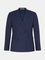Mens Double-Breasted Slim Suit Jacket - Navy Marl