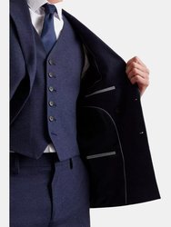 Mens Double-Breasted Slim Suit Jacket - Navy Marl