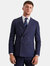 Mens Double-Breasted Slim Suit Jacket - Navy Marl - Navy Marl