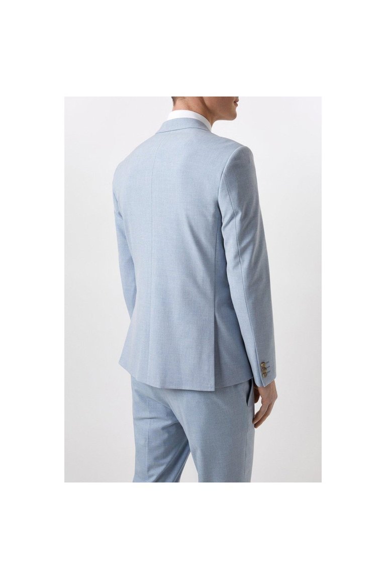 Mens End On End Single-Breasted Skinny Suit Jacket - Pale Blue