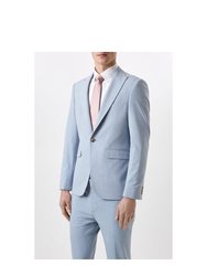 Mens End On End Single-Breasted Skinny Suit Jacket - Pale Blue - Pale Blue