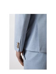 Mens End On End Single-Breasted Skinny Suit Jacket - Pale Blue