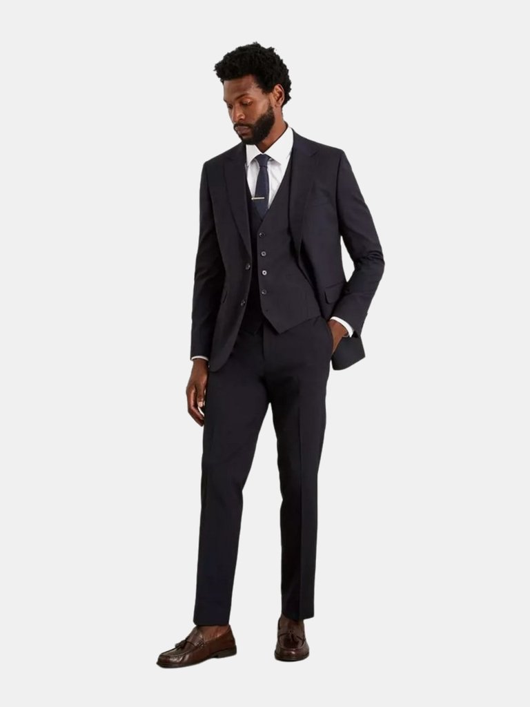 Mens Essential Plain Slim Suit Trousers - Navy