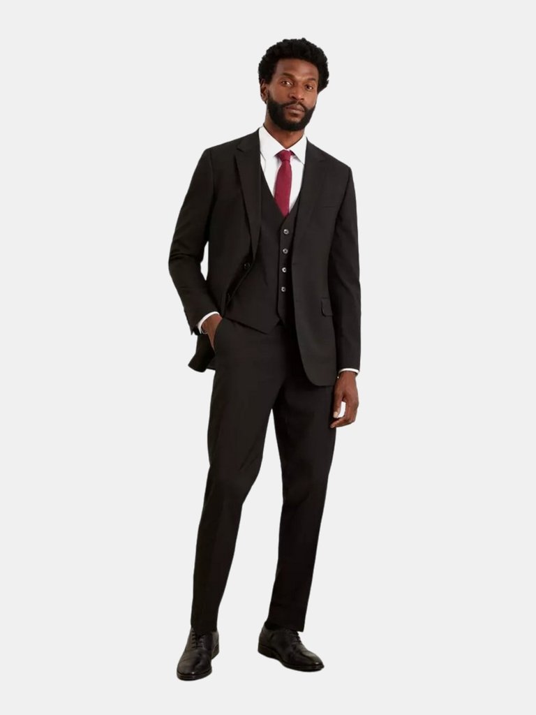 Mens Essential Plain Tailored Suit Trousers - Black - Black