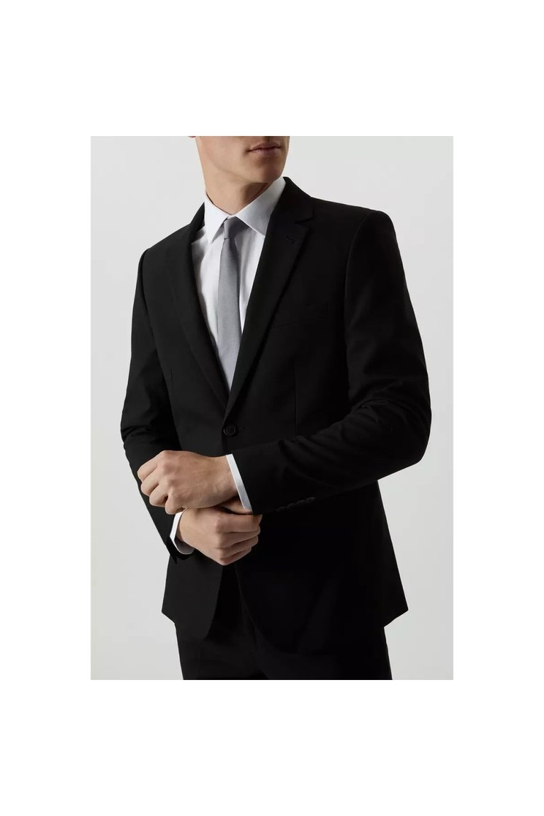 Mens Essential Single-Breasted Skinny Suit Jacket - Black