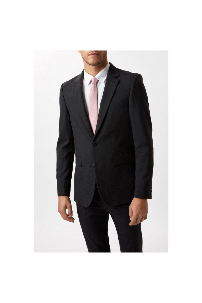 Mens Essential Single-Breasted Skinny Suit Jacket - Charcoal - Charcoal