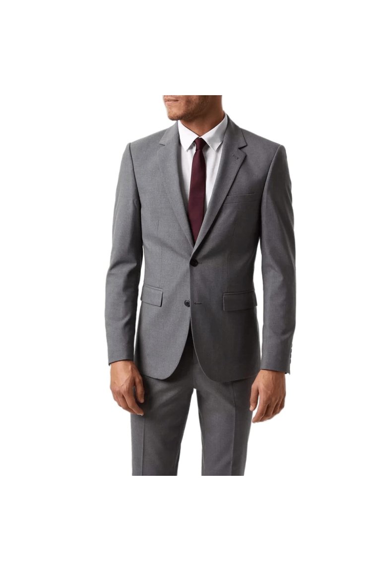 Mens Essential Single-Breasted Skinny Suit Jacket - Light Grey