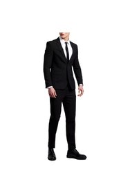 Mens Essential Single-Breasted Slim Suit Jacket - Black - Black