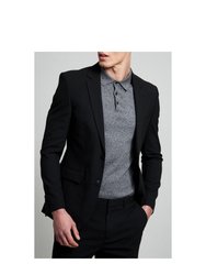 Mens Essential Single-Breasted Slim Suit Jacket - Black