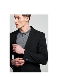 Mens Essential Single-Breasted Slim Suit Jacket - Black